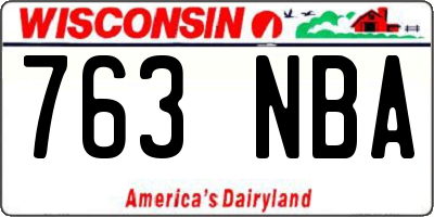 WI license plate 763NBA