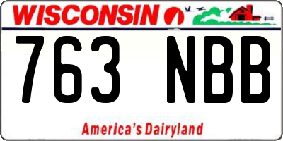 WI license plate 763NBB