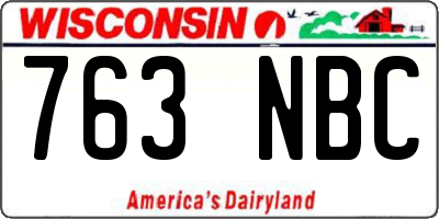 WI license plate 763NBC