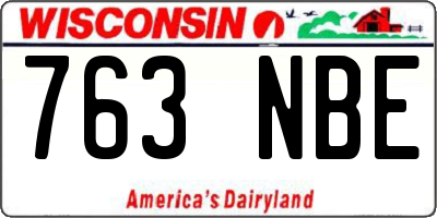 WI license plate 763NBE