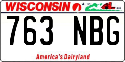 WI license plate 763NBG