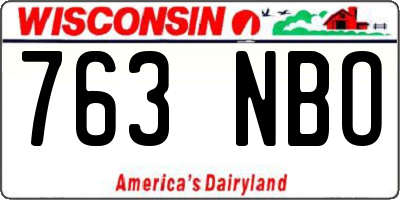 WI license plate 763NBO