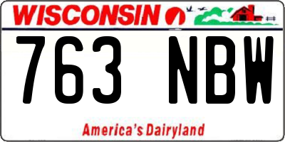 WI license plate 763NBW