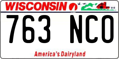 WI license plate 763NCO