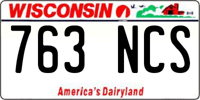 WI license plate 763NCS