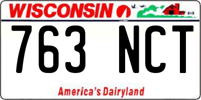 WI license plate 763NCT