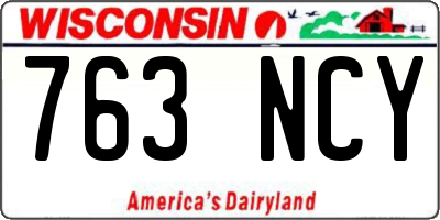 WI license plate 763NCY