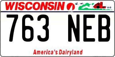 WI license plate 763NEB