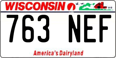 WI license plate 763NEF