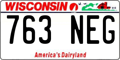WI license plate 763NEG