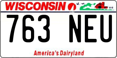WI license plate 763NEU