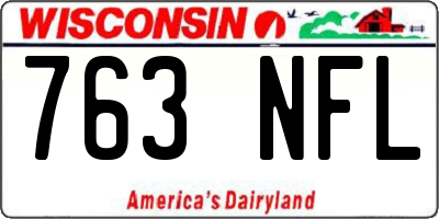 WI license plate 763NFL