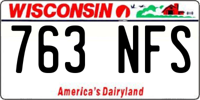 WI license plate 763NFS