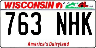 WI license plate 763NHK