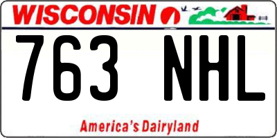 WI license plate 763NHL