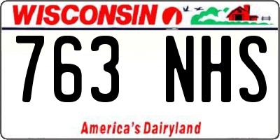 WI license plate 763NHS