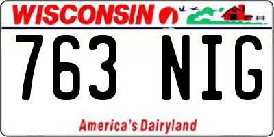 WI license plate 763NIG
