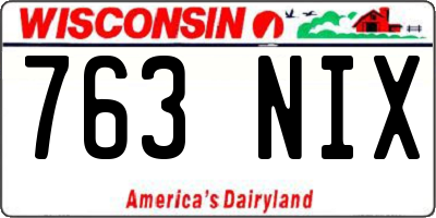 WI license plate 763NIX