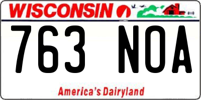 WI license plate 763NOA