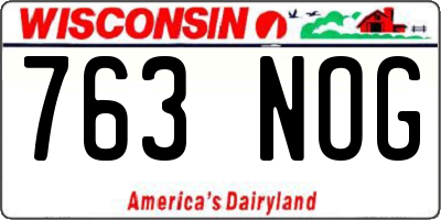 WI license plate 763NOG