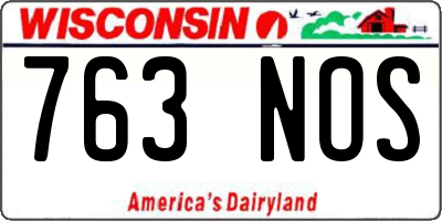 WI license plate 763NOS