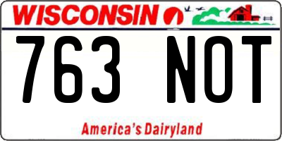 WI license plate 763NOT