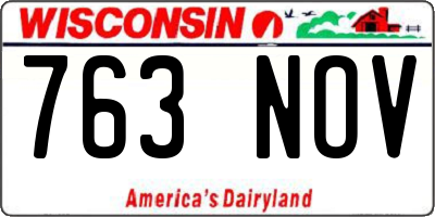WI license plate 763NOV