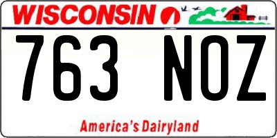 WI license plate 763NOZ