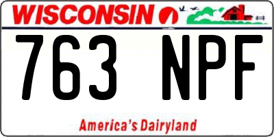 WI license plate 763NPF