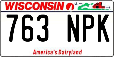 WI license plate 763NPK
