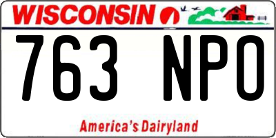 WI license plate 763NPO