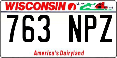 WI license plate 763NPZ