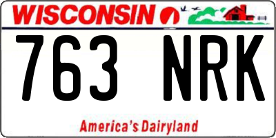 WI license plate 763NRK