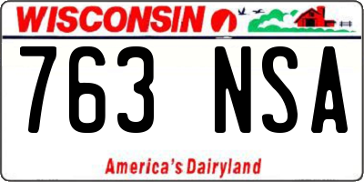 WI license plate 763NSA