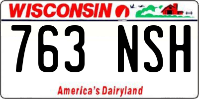 WI license plate 763NSH
