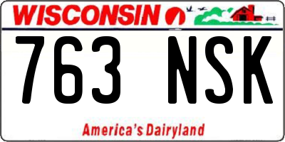 WI license plate 763NSK