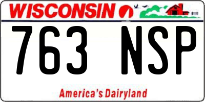 WI license plate 763NSP