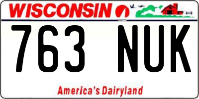 WI license plate 763NUK