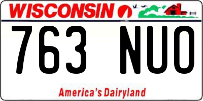 WI license plate 763NUO