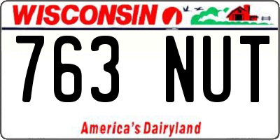 WI license plate 763NUT
