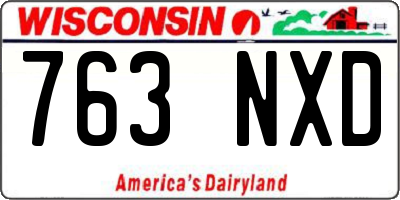 WI license plate 763NXD