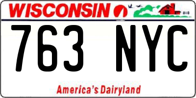 WI license plate 763NYC