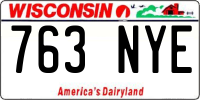 WI license plate 763NYE