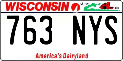 WI license plate 763NYS