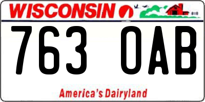 WI license plate 763OAB