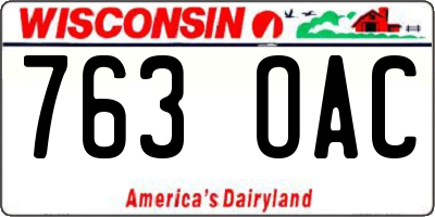 WI license plate 763OAC