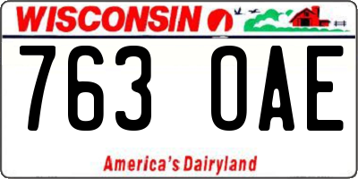 WI license plate 763OAE