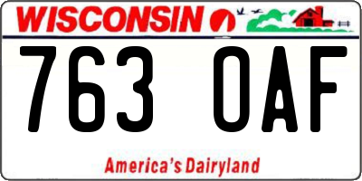 WI license plate 763OAF