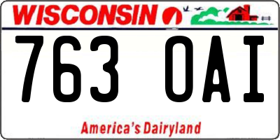 WI license plate 763OAI