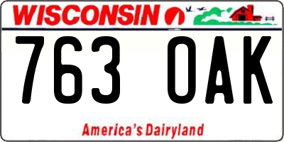 WI license plate 763OAK
